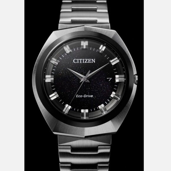 Citizen 43mm Mens Sport Luxury Eco-Drive Silver Stainless Steel Watch